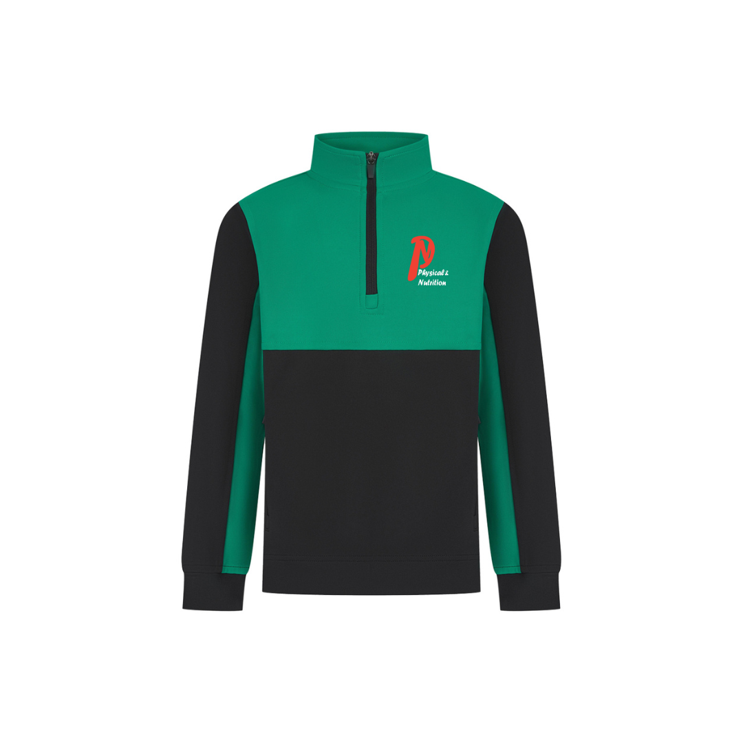 Kids 1/4 Zip Top Green/black