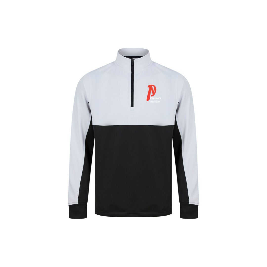 Kids 1/4 Zip Top White/black