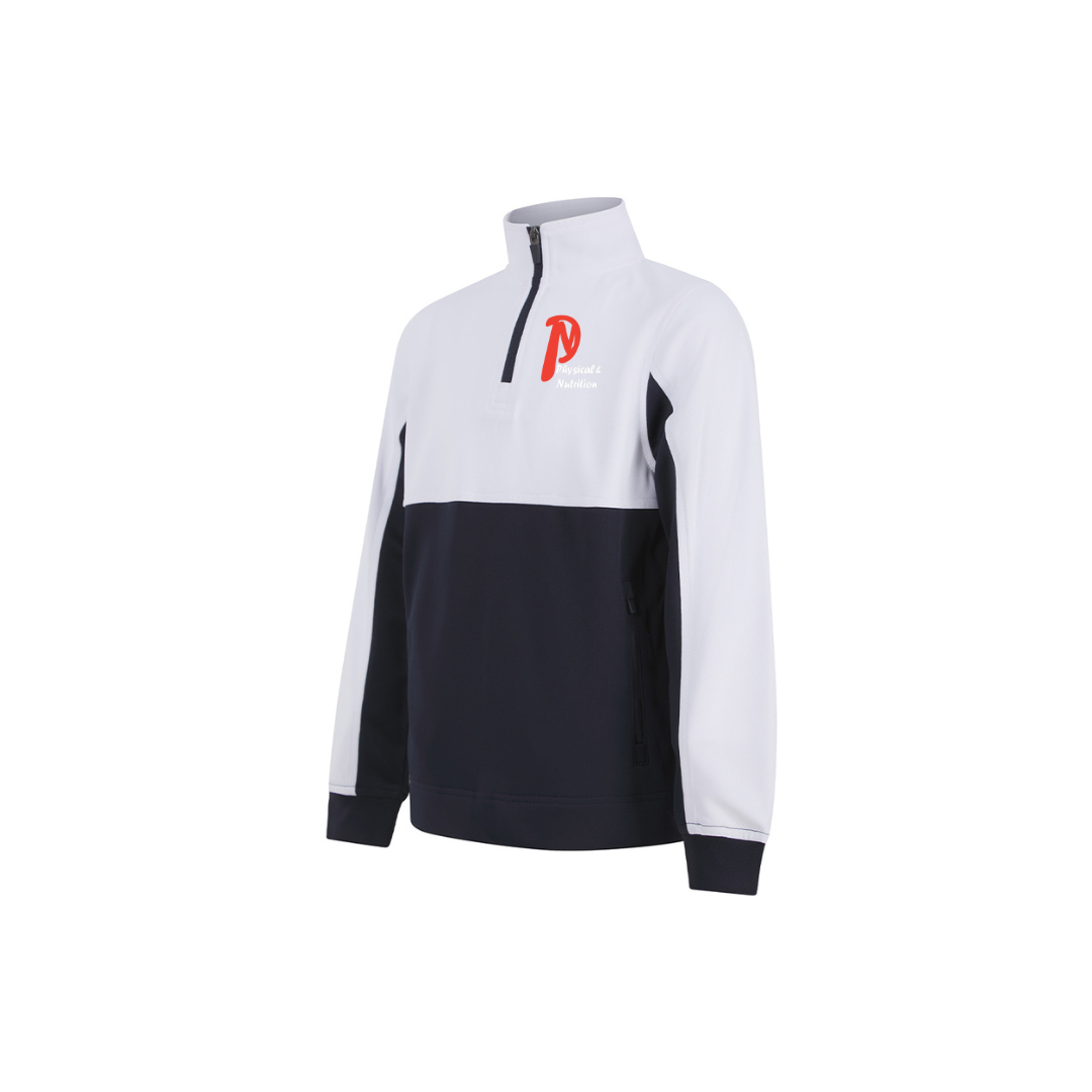 Kids 1/4 Zip Top White/black